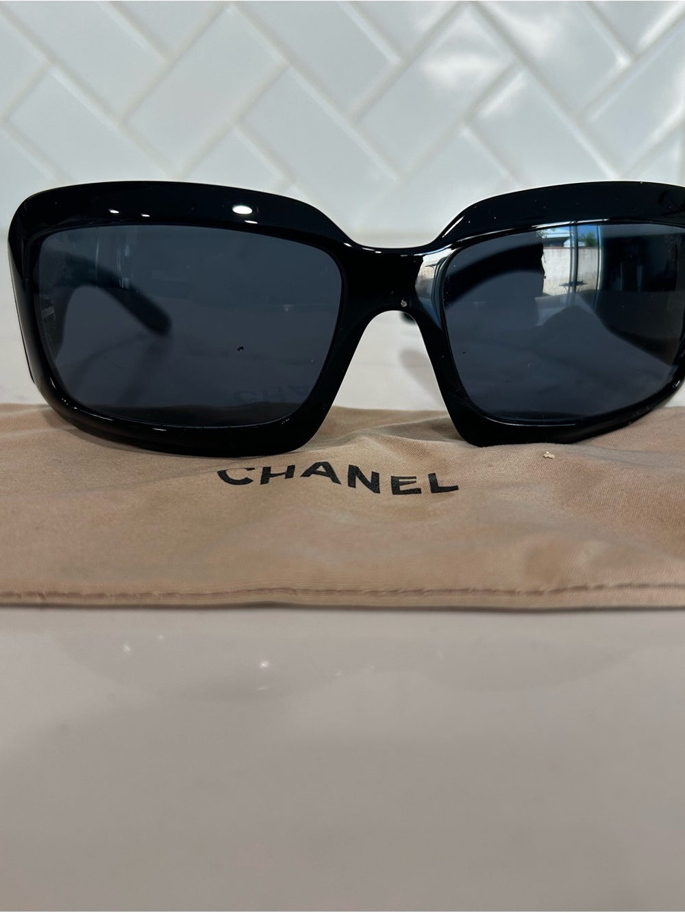 CHANEL Black Oversized Square Women's Sunglasses
